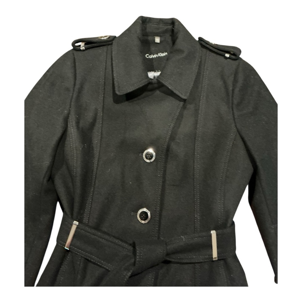 Calvin Klein Women’s Wool Blend Belted Trench Coat – Size XS – Black - Picture 5 of 12